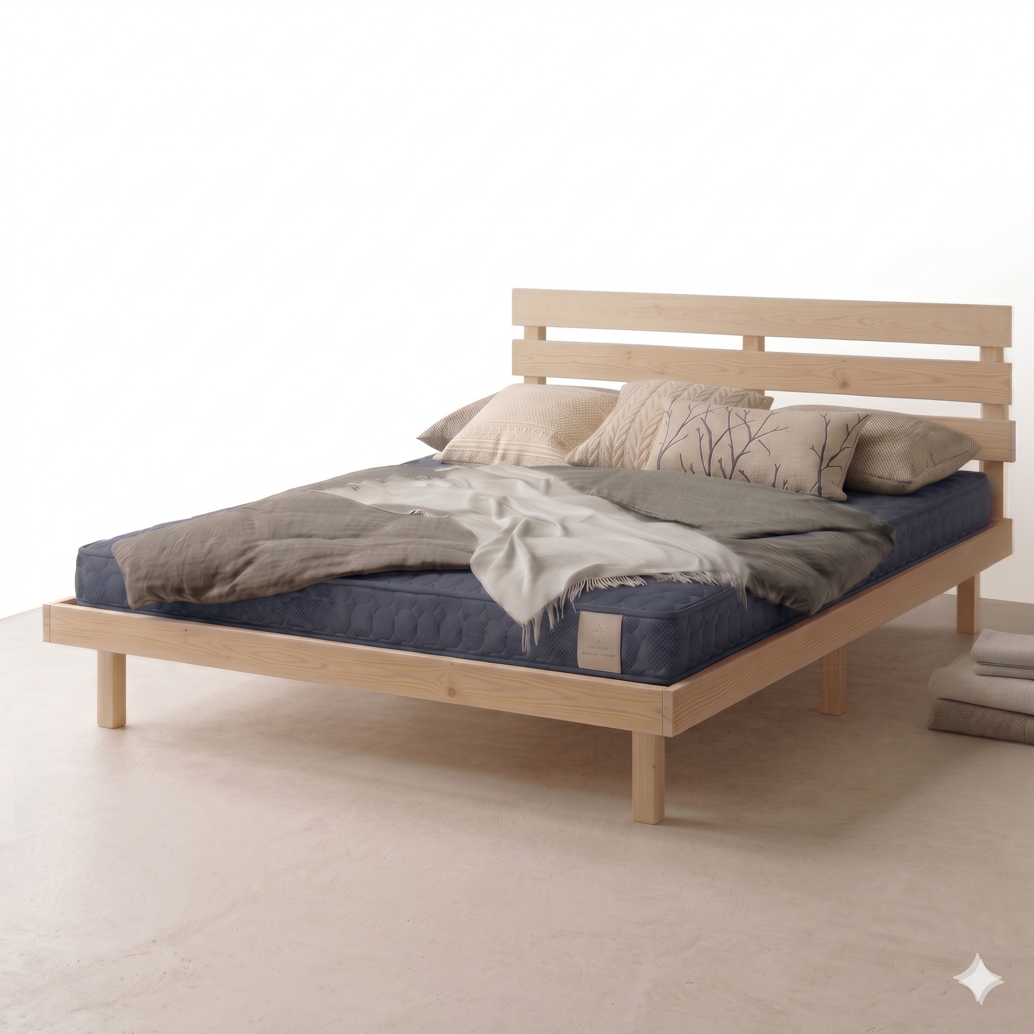 בסיס מיטה עם מסגרת היקפית ומשענת ראש